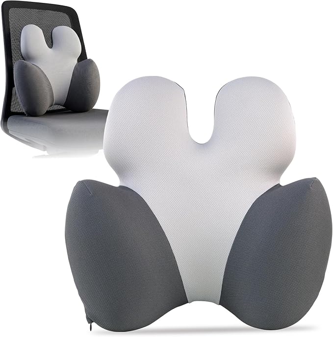 Full Back Support Pillow for Office Chair, 3-Zone Memory Foam | Large 3-zone memory foam backrest with breathable washable cover and adjustable strap for office chairs and wheelchairs