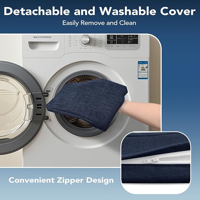 Chair Cushions for Dining Chairs, Non Slip Chair Pads with Ties and Washable Covers, Memory Foam Kitchen Chair Cushions Set of 6, 16"X16"X2.5", Navy