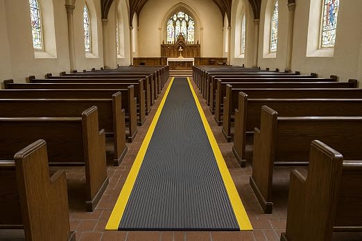 Guardian 24046002BY Air Step Anti-Fatigue Floor Mat, Vinyl, 4'x60', Black with Yellow Stripes, Reduces Fatigue and discomfort, Can be Easily Cut to fit Any Space