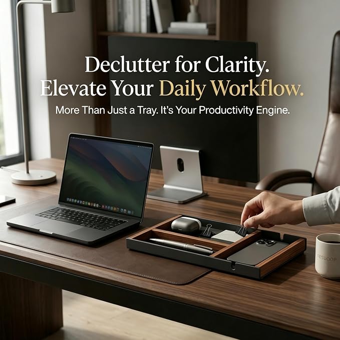 Magnetic Desk Organizer Tray — Your Order Freely Defined — Modular EDC Valet Tray for Desk & Drawer — Premium Modern Catch-All Tray for Office Workspace Home Décor & Tech Storage