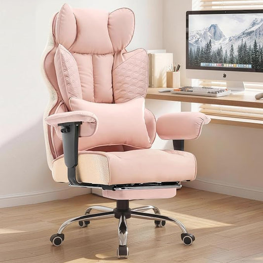 COMHOMA Big and Tall Office Chair Heavy Duty Gaming Chair with Deluxe Embossing Leather High Back Wider Ergonomic Computer Chair with Foot Rest 150°Reclining Pocket Spring Lumbar Support