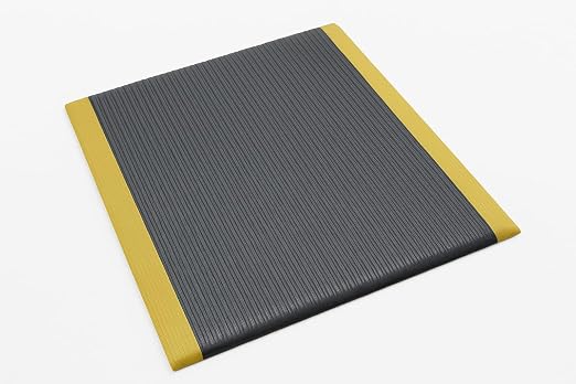 Guardian 24020302BY Air Step Anti-Fatigue Floor Mat, Vinyl, 2'x3', Black with Yellow Stripes, Reduces Fatigue and discomfort, Can be Easily Cut to fit Any Space