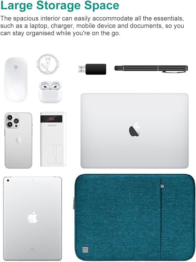 DOMISO Laptop Case Laptop Sleeve Cover for 16 inch MacBook Pro M4/M3/M2/M1 Pro/Max A3403 A3186 A2991 A2780 A2485 A2141,Compatible with 15.6 inch HP Lenovo Dell XPS 16,Teal