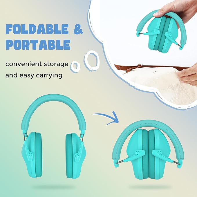 ProCase Kids Noise Cancelling Headphones, Kids Ear Protection Monster Jam Truck, Fireworks Hearing Protection Noise Reduction, Noise Canceling Earmuffs for Sensory Autism Toddler Children -Teal