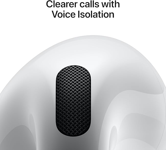 Apple AirPods 4 Wireless Earbuds, Bluetooth Headphones, Personalized Spatial Audio, Sweat and Water Resistant, USB-C Charging Case, H2 Chip, Up to 30 Hours of Battery Life, Effortless Setup for iPhone