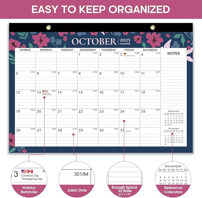 3 Pack of Desk Calendar 2026-2027, 21-Month Calendar Runs Unitl June 2027, Large 17" x 12" Monthly Desktop & Wall Calendar for Home & Office - Twilight Petals