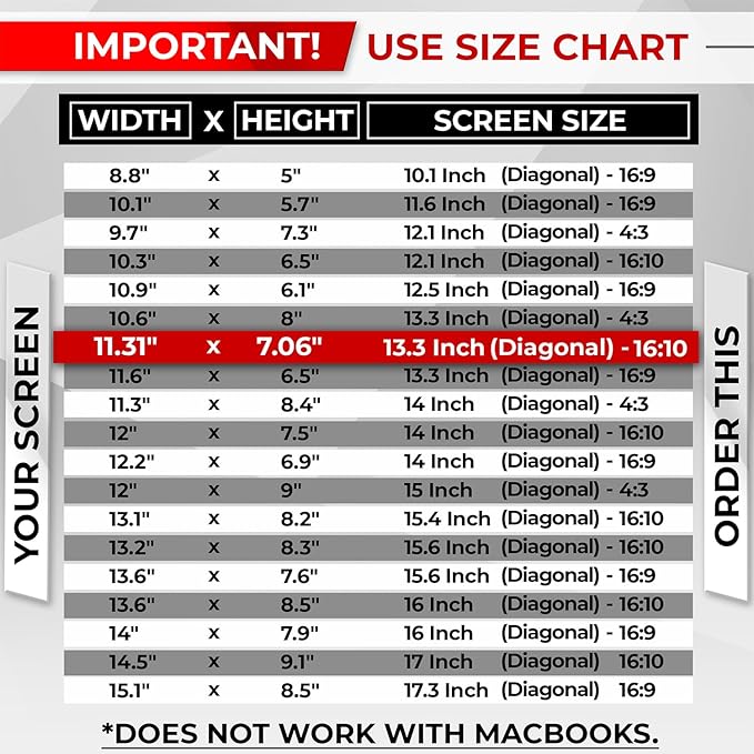 Magnetic Laptop Privacy Screen 13.3 Inch 16:10 - Patented Removable Laptop Privacy Filter Shield and Protector