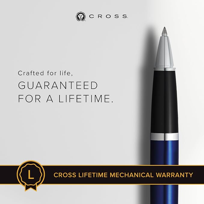 Cross Bailey Blue Lacquer Rollerball Pen - Refillable Pen for Smooth Writing - Well-Balanced, Distinctive Design - Easy Handling - Comfortable Grip - Gift-Ready Black Ink