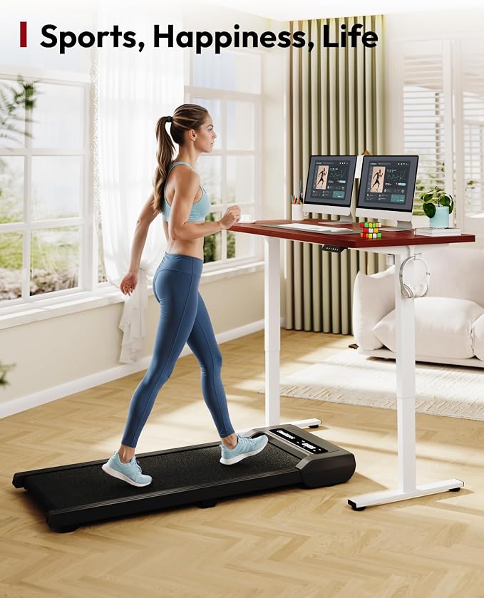 SANODESK One-Piece Electric Standing Desk, Seamless 55 x 28'' Ergonomic Height Adjustable Sit Stand Desk with Memory Presets for Home Office Computer Workstation, White Frame/Mahogany Top