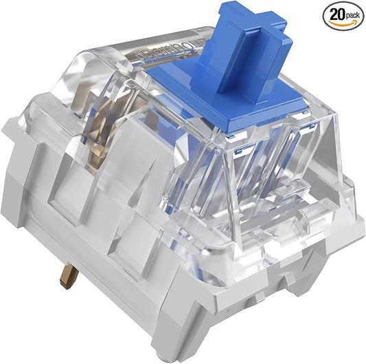 Zhouwang 20PCS Blue Switches,3 Pin Replacement Dustproof Mechanical Keyboards Switches, Suitable clicker for 3D Prints and Gaming Keyboards