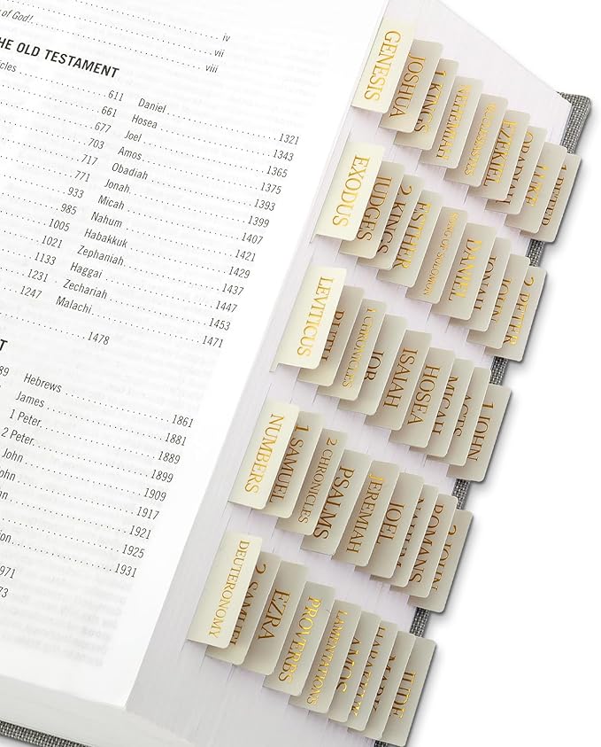 Bible Tabs for Women & Men, Bible Tabs for Study Bible, Large Print Bible Tabs for Easy Navigation, Bible Index Tabs, 66 Tabs Old & New Testament, Extra 9 Blank Tabs - Beige