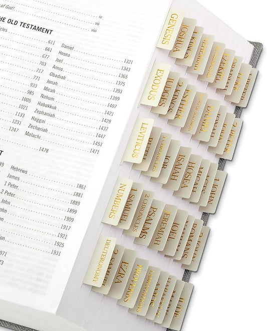 Bible Tabs for Women & Men, Bible Tabs for Study Bible, Large Print Bible Tabs for Easy Navigation, Bible Index Tabs, 66 Tabs Old & New Testament, Extra 9 Blank Tabs - Beige
