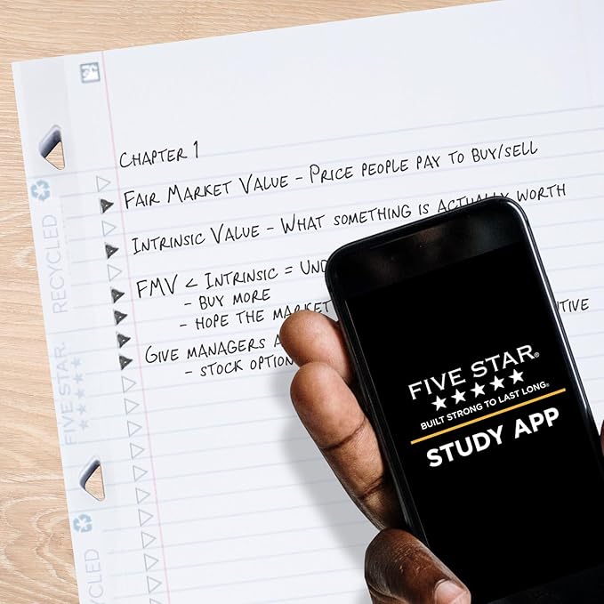 Five Star Loose Leaf Paper + Study App, Recycled Notebook Paper, College Ruled Paper, 8-1/2" x 11", 80 Sheets, Reinforced Filler Paper (170023) (Pack of 2)