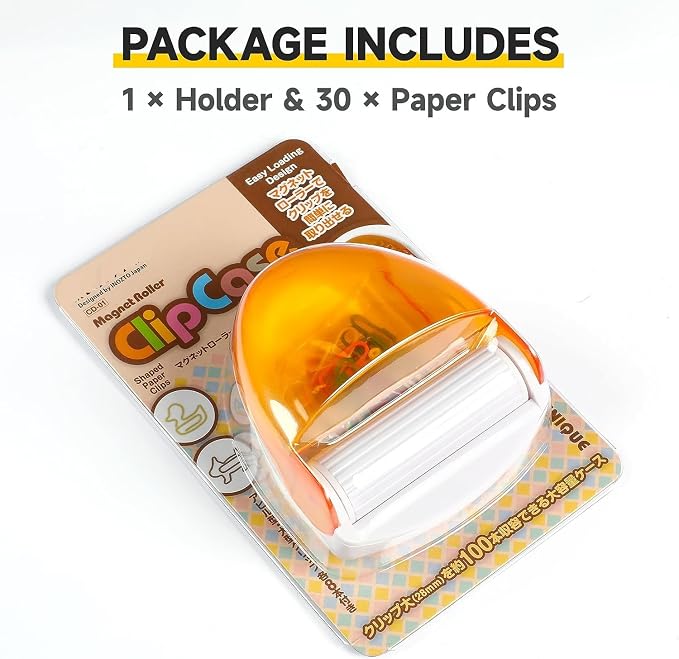 Magnetic Paper Clip Holder for Desk (Orange, Paperclips Holder)