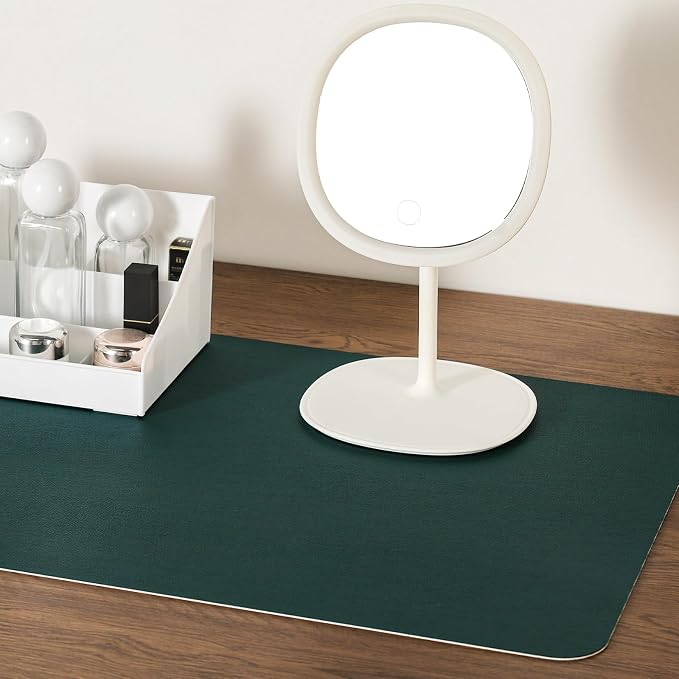 Dual Sided Desk Pad Faux Leather Desk Mat Large Mouse Pad | Desk Pad Protector Non-Slip Waterproof Desk Mouse Pad for Writing Desk, Office, Home(Green White 23.6"X13")