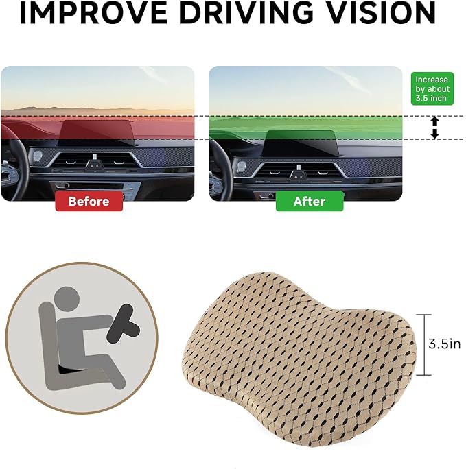 Livtribe Car Seat Cushion - Memory Foam Seat Pad for Sciatica & Lower Back Pain Relief - Driving Cushion with Breathable Mesh Cover - Road Trip Essentials for Drivers (3D Beige)