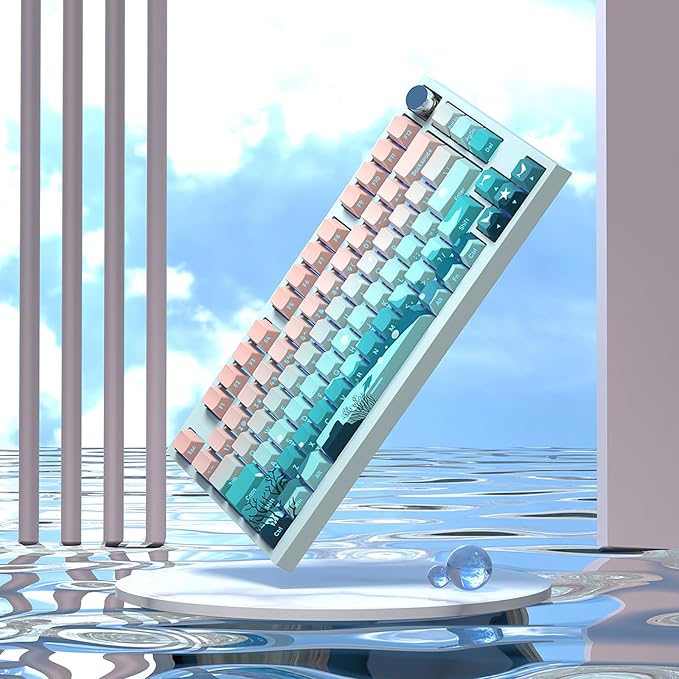 JSJT Side-Printed Keycaps,Shine Through Key caps PBT Doubleshot Custom Keycap Set 126 Keys Cherry Profile Deep Sea Theme Keycap for Cherry Mx Switch Mechanical Keyboard