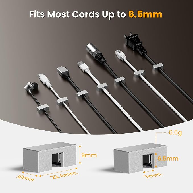 Itramax Magnetic Cable Clips 5 Pack,Charger Organizer for Metal Surfaces | Reusable N52 Magnet Wire Holder for USB C Charging Cords,Desks,Nightstands,File Cabinets,Metal Surfaces and Home Offices