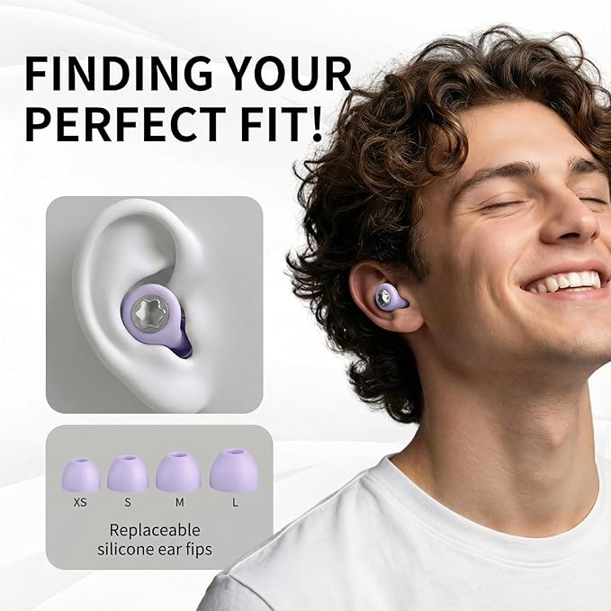 Ear Plugs for Sleeping 45DB Noise Cancelling: Ultra-Comfy Reusable Noise-Reducing Earplugs for Sleeping & Travel & Work Hearing Protection Earbuds with 8 Tips(XS,S, M, L Size)