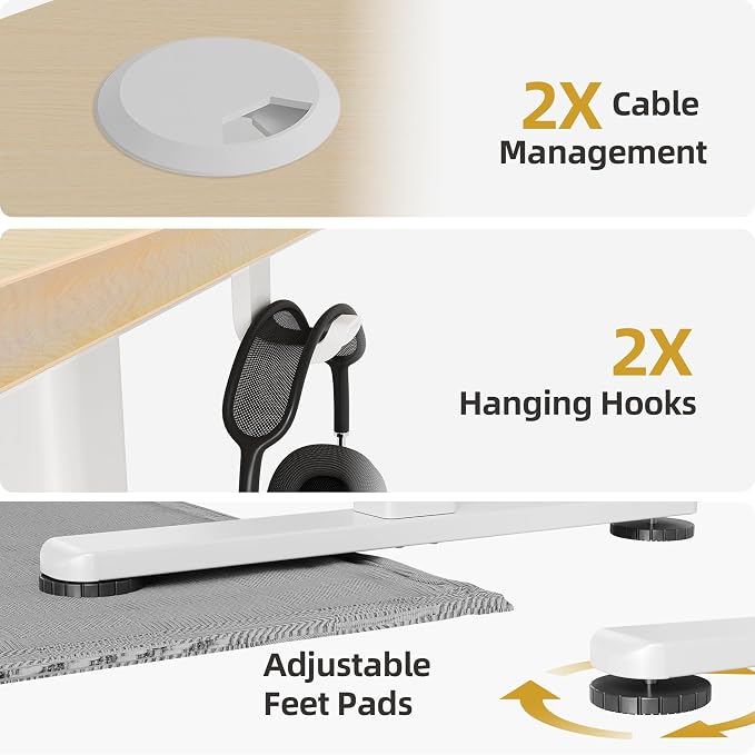 INNOVAR Electric Standing Desk, Adjustable Height Stand up Desks, 55 x 24 Inches Sit Stand up Desk for Home Office Computing, 3-Preset Memory Height Ergonomic Rising Desks, Nature