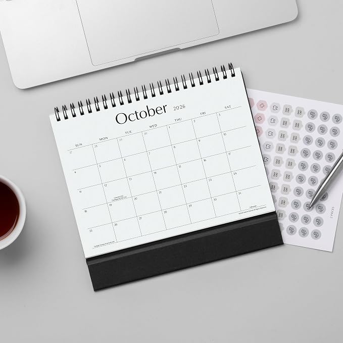 Desk Calendar 2026, Nekmit Standing Flip Desktop Calendar Covers 18 Months Runs from July 2026 to December 2027, Flip Small Desk Calendars with Stickers and Flower Design 8x6"