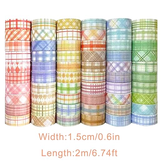 Funincloud Stripe Washi Tape Set Colored Masking Tape 60 Rolls Decorative Paper Tapes for Scrapbooking Supplies Arts Crafts DIY Bullet Journal Gift Wrapping Decor
