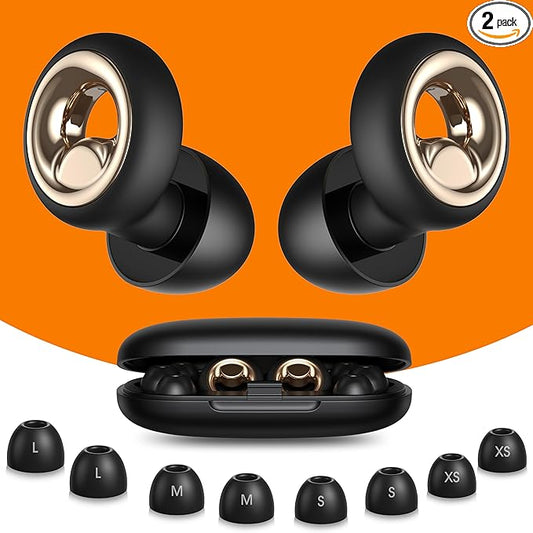 Ear Plugs for Sleeping, 45dB Silicone Ear Plugs for Noise Reduction, Reusable Sleeping Noise Cancelling Earplugs for Snoring, Concert & Shooting Ear Protection with 8 Eartips(Dark Black)