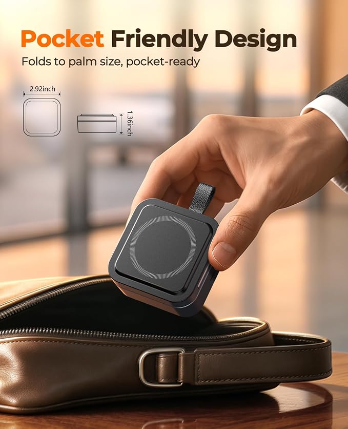 3 in 1 Wireless Charging Station for Apple Multiple Devices, Foldable Travel Compact MagSafe Charger Stand with 20W PD Adapter for iPhone 17/16/15/14/13, Apple Watch, AirPods Pro/4 - Space Grey