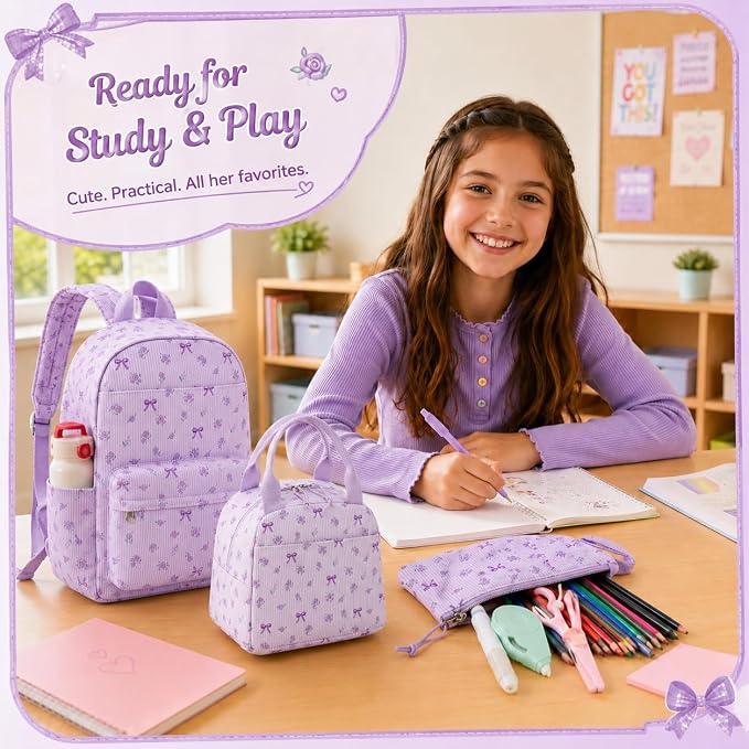 BTOOP School Backpacks for Teen Girls Bookbags Lightweight Kids Backpack School Bags Set with Lunch Box Pencil Case