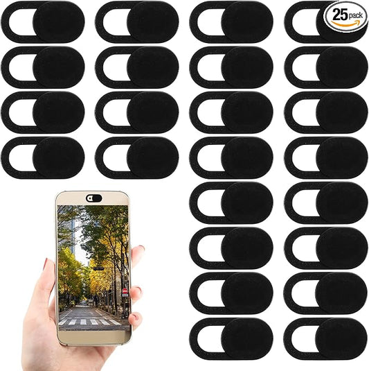 25 Pcs Webcam Cover Slide, 0.023 Inch Ultra-Thin Universal Laptop Phone Camera Cover for Laptop, Computer, Phone Privacy Protection and Security Black