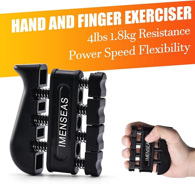 Grip Strength Trainer 7 Pack Adjustable Hand Gripper, Finger Stretcher Resistance Extensor Bands, Finger Exerciser, Grip Strength Ring & Stress Ball, Hand Grip Strengthener