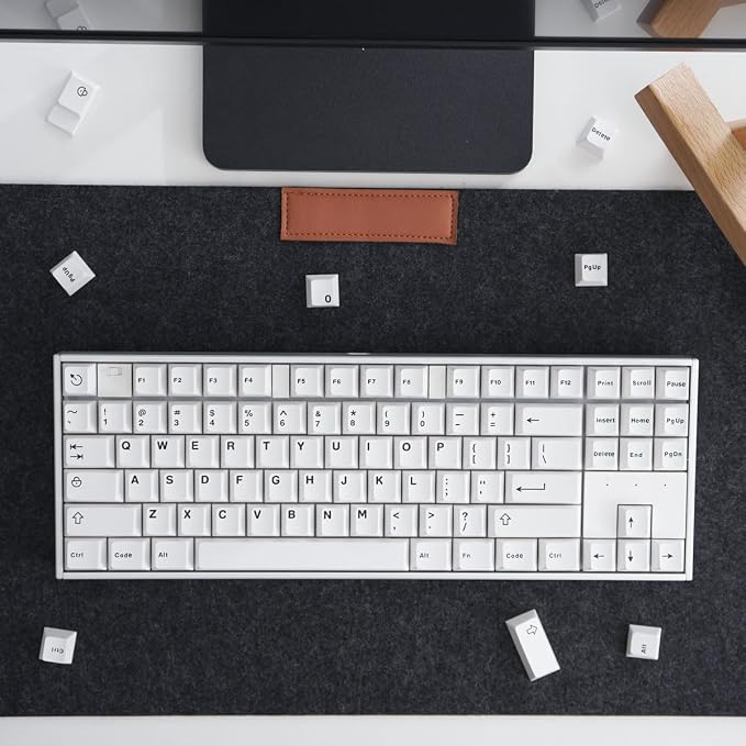 White Keycaps Set Cherry Profile Doubleshot Bow Keycaps 120 Keys Custom Keyboard Keycap for 60% 65% 70% 75% Cherry MX Gateron Kailh Switches Mechanical Keyboard