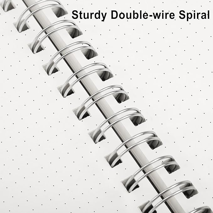 RETTACY Dotted Journal Notebook, 300 Pages, B5 Medium Size (7.4'' × 10''), 100 GSM Thick Paper, Flexible Plastic Cover, Spiral-bound, for Journaling, Planning, Tracking (Dark Green)