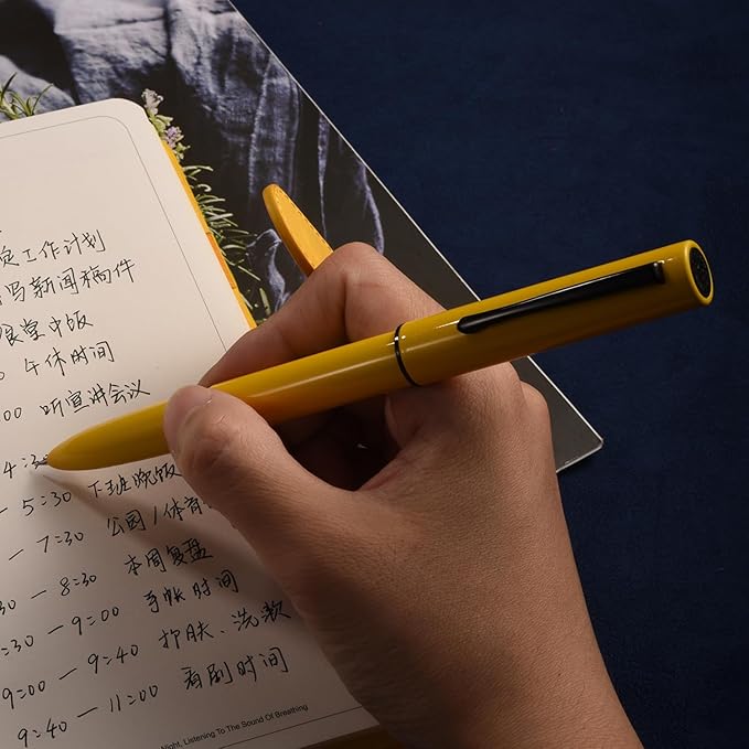 HONG DIAN C1 Fountain Pen Extra Fine Nib, Glossy Black & Classic Retro Design Metal Pen with Ink Converter