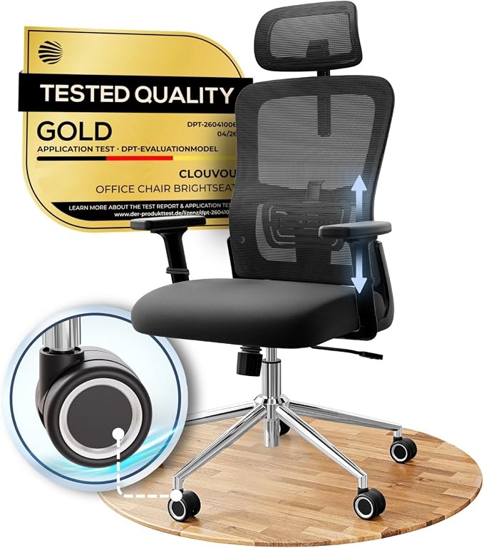 BrightSeat Ergonomic Office Chair Comfy [#1 in Tests] Swivel Chair | Ergonomic Chair with Breathable Mesh Back | Computer Chair with wheels | Home Office Desk Chair with 2D Headrest | For 330lbs