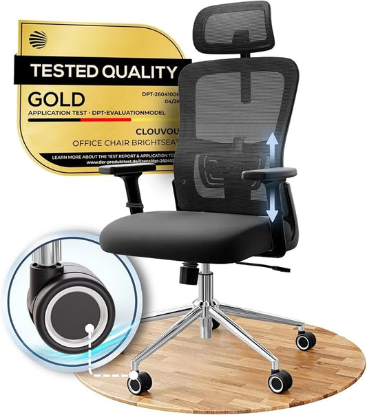 BrightSeat Ergonomic Office Chair Comfy [#1 in Tests] Swivel Chair | Ergonomic Chair with Breathable Mesh Back | Computer Chair with wheels | Home Office Desk Chair with 2D Headrest | For 330lbs