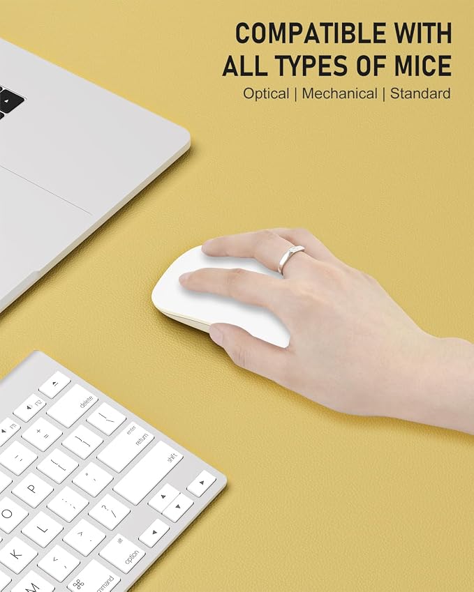 Desk Pad, 48" x 17" PU Leather Non-Slip Desk Mat Large Mouse Pad for Desktop, Waterproof Laptop Computer Writing Mat for Office, Home, Work, Gaming, Pale Yellow