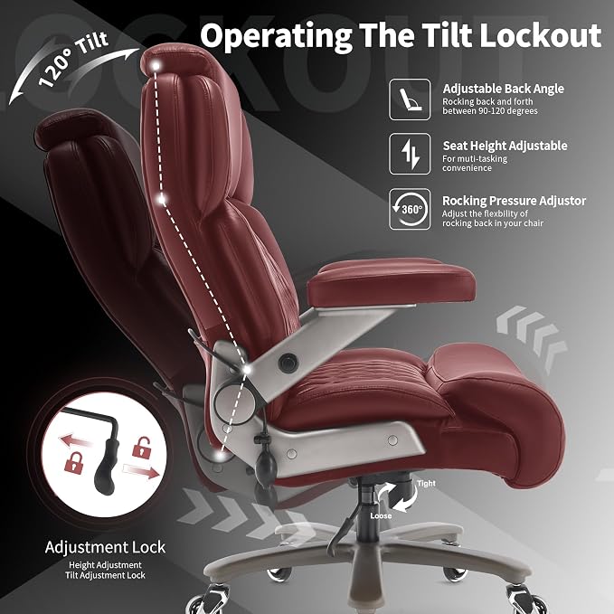 Big and Tall Office Chair 700lbs, Ergonomic High Back Computer Desk Chair | Adjustable Headrest&Lumbar Support, 3D Flip Arms, Large Wheels, Heavy Duty Metal Base, Thick Padded Wide Seat Executive Chair