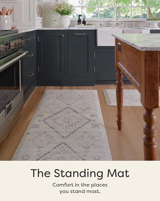 House of Noa Nama Standing Mat – Anti-Fatigue Kitchen Mats for Floor, Cushioned & Non-Slip Comfort Mat for Standing, Thick Foam Anti-Fatigue Mat for Kitchen & Workspaces, Ula Windmill 22" x 72"