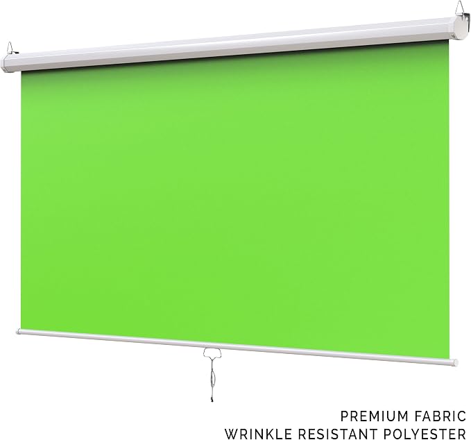 【Wider Style】 KHOMO Gear Green Screen 84 x 84 inch - Extra Large Pull Down Projector Green Screen Backdrop - Portable Collapsible Roll Down Projector Screen