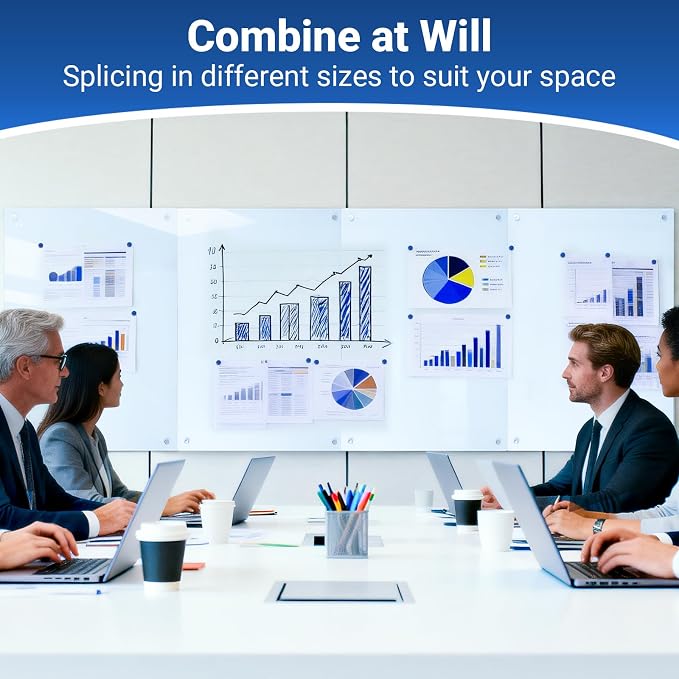 Magnetic Glass White Board 48 x 36, Tempered Frameless Dry Erase Board for Wall, Whiteboard for Office, Home & School
