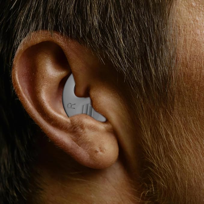Noise Reduction Silicone Tips with Carrying Case, Reusable for Sleeping, Studying, Concerts, and Travel, Gray Pair (Left + Right)