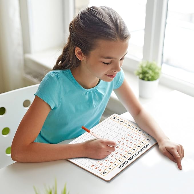 SCRIBBLEDO Dry Erase Multiplication Chart Whiteboard 9" x 12" Multiplication Table Double Sided Times Table Math Manipulatives White Board for Kids Students Classroom and Home Mini Lapboard Game