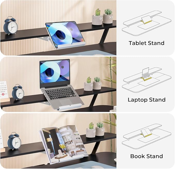 COMHOMA Electric Standing Desk with Drawers, 55 x 24 Inch Sit Stand up Desk with Monitor Stand, Laptop Stand, Height Adjustable Home Office Computer Desks with Memory Preset Controller (Black)