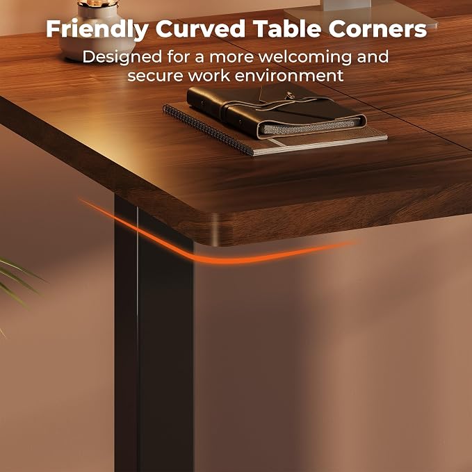 Dual Motor Standing Desk, Large Stand Up Desks, 63x28 Inches Electric Sit Stand Desks, 4 Memory Preset Adjustable Height Computer Table for Home Office with Splice Board (Brown)