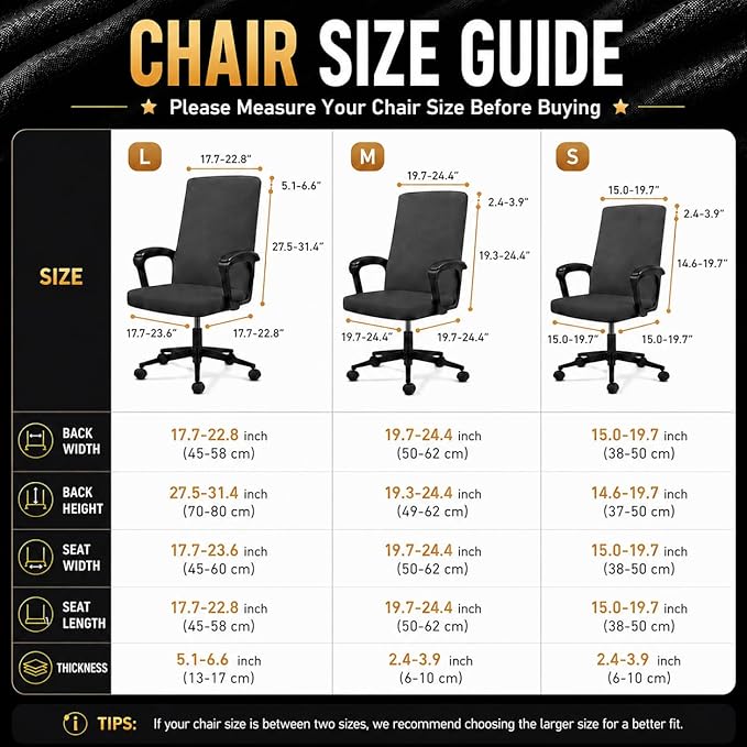 Water Resistant Stretch Computer Office Chair Cover with Armrest Covers Durable Zipper Universal Washable Removable Spandex Rotating Boss Chair Slipcovers Anti-dust Soft Desk Chair Seat Protector