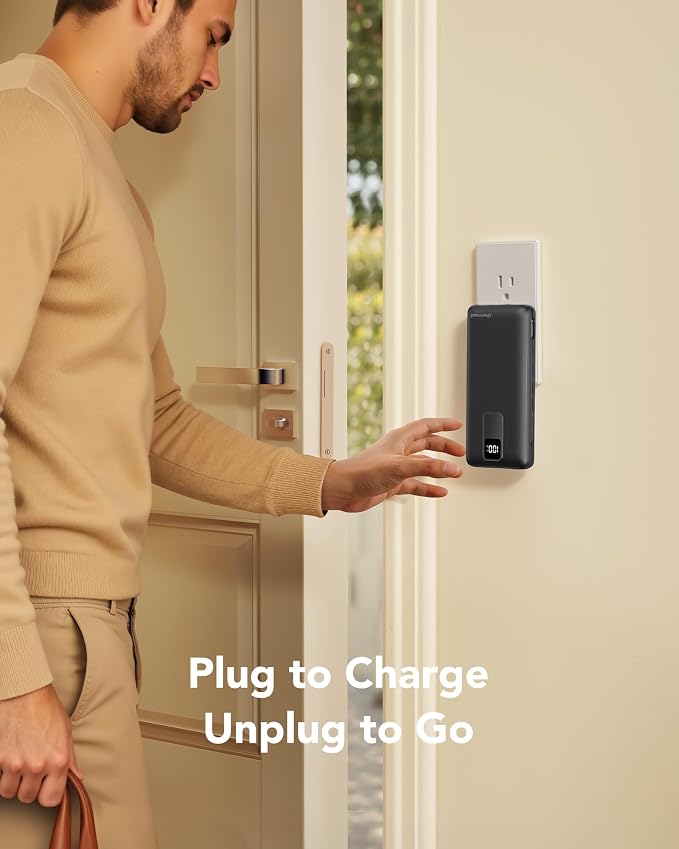 charmast Portable Charger with Built-in Wall Plug and Cables, 20000mAh Power Bank Travel Essentials, 20W Fast Charging Battery Pack Compatible with iPhone 17/16/15/14/13/12/11, Samsung, Android