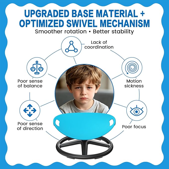 Spinning Chair for Autistic Kids Upgrade Handle Sensory Spinning Chair, 360° Silent Swivel Chair for Kids, Sensory Chair for ADHD Kids for Home & Classroom