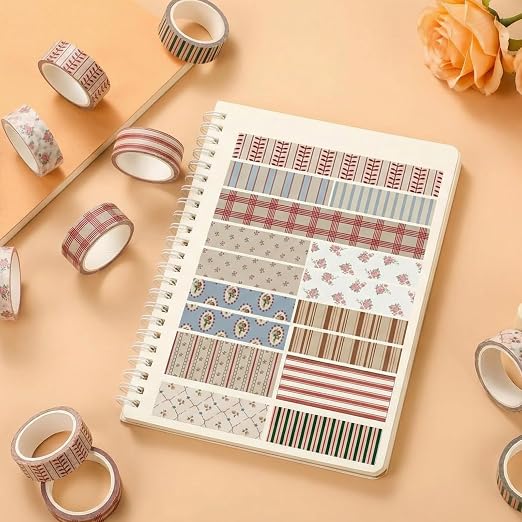 12 Rolls Watercolor Floral Washi Tape Set 15 mm Vintage Flower Decorative Masking Tape for Summer School Arts DIY Craft Scrapbook Journal Supplies Gifts(Retro,Mixed Pattern)