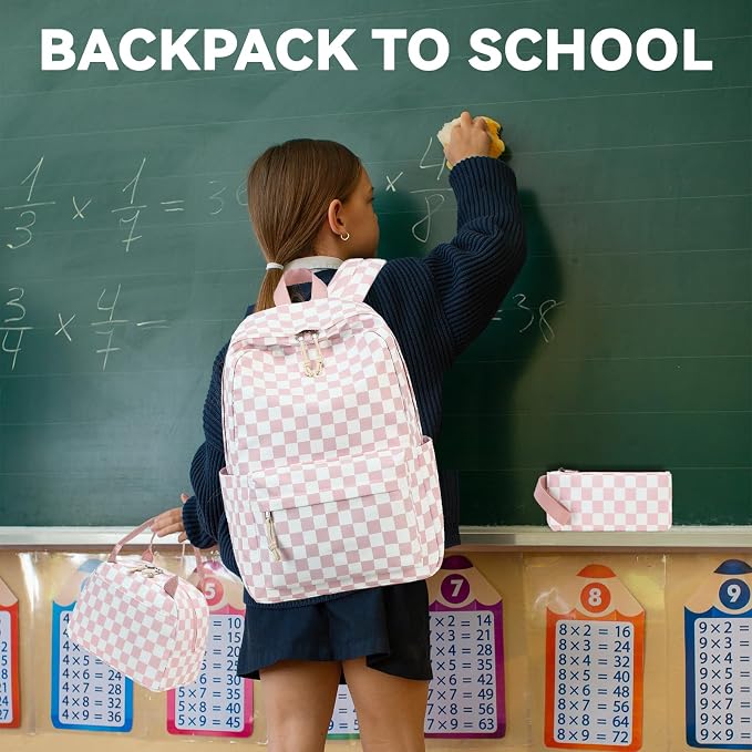 LEDAOU Backpack for Girls School Bag Kids Bookbag Teen Backpack Set Daypack with Lunch Bag and Pencil Case | Kids